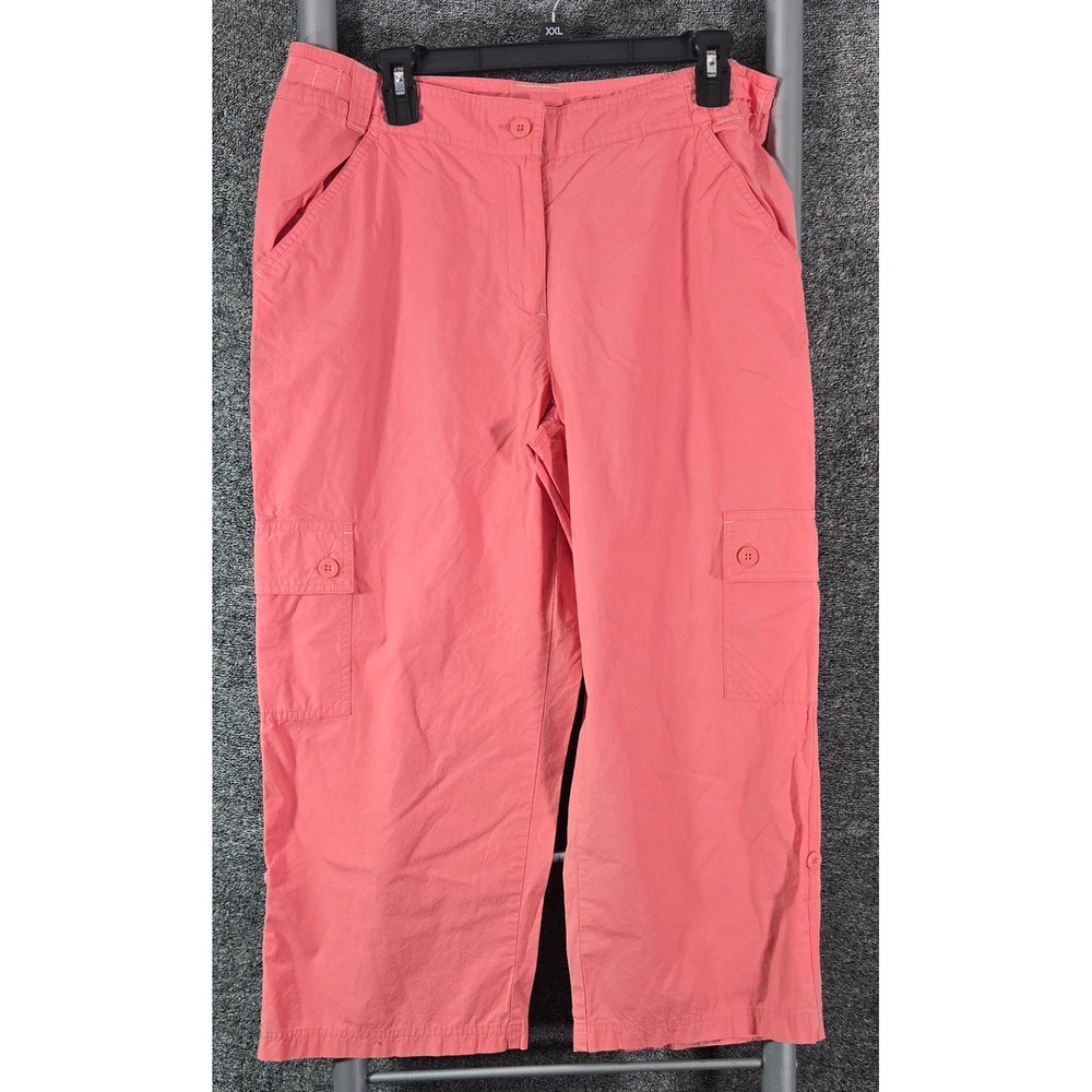 Fieldgear Womens Coral Pink Cotton Cargo Capri Pants Size 12 Utility 32x23